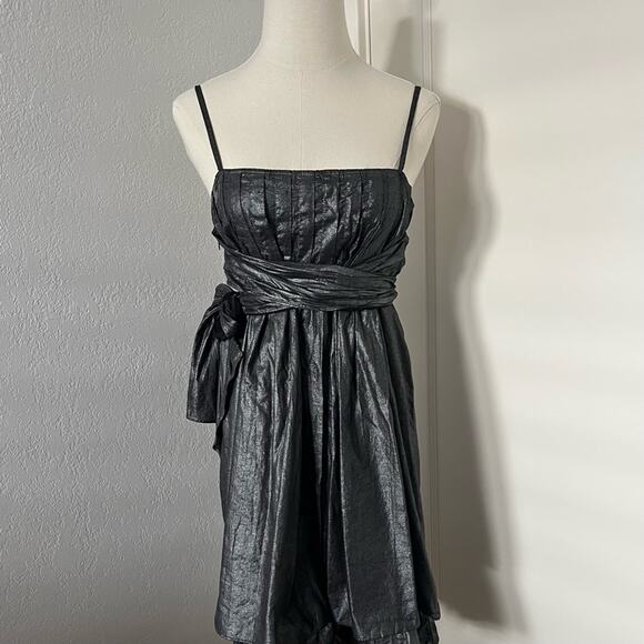 Piko 1988 Dresses & Skirts - Piko1988 Silver Metallic Tie-Detail Mini Dress